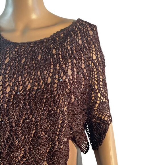 Women’s One Size Handmade Crochet Knit Poncho Cover Up Top Open Sweater - Picture 3 of 12